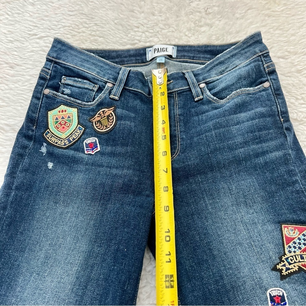Paige Jaqueline Straight Stretchy Distressed Patches Jeans Size 26 - Picture 15 of 15